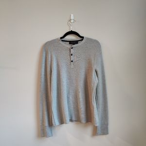 Rag & Bone Men's Henley sweater | Grey | Extra Fine Merino Wool | Size L